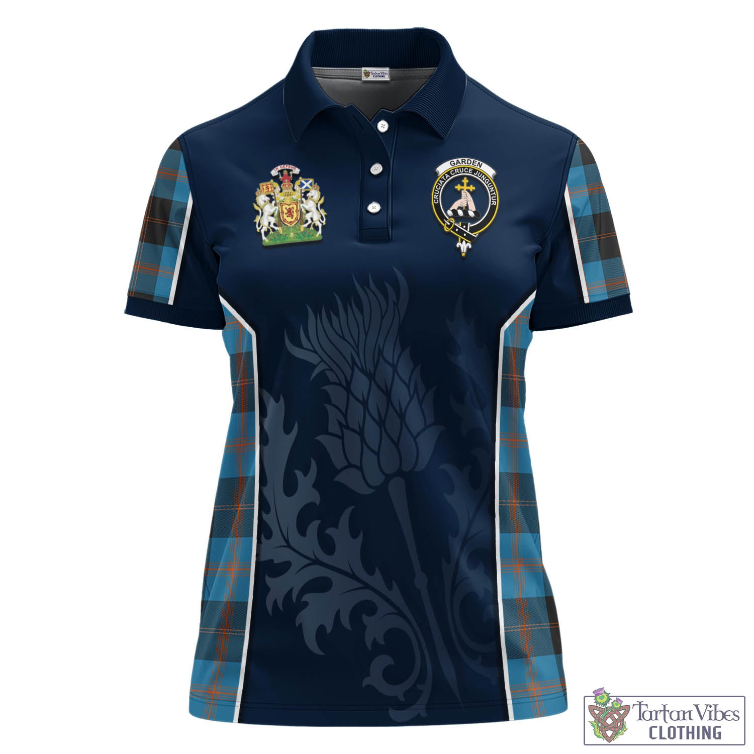 Tartan Vibes Clothing Garden Tartan Women's Polo Shirt with Family Crest and Scottish Thistle Vibes Sport Style