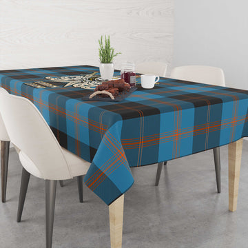 Garden Tartan Tablecloth with Clan Crest and the Golden Sword of Courageous Legacy