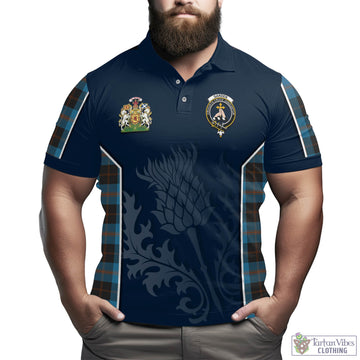 Garden Tartan Men's Polo Shirt with Family Crest and Scottish Thistle Vibes Sport Style
