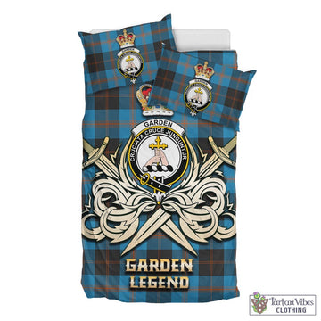 Garden Tartan Bedding Set with Clan Crest and the Golden Sword of Courageous Legacy