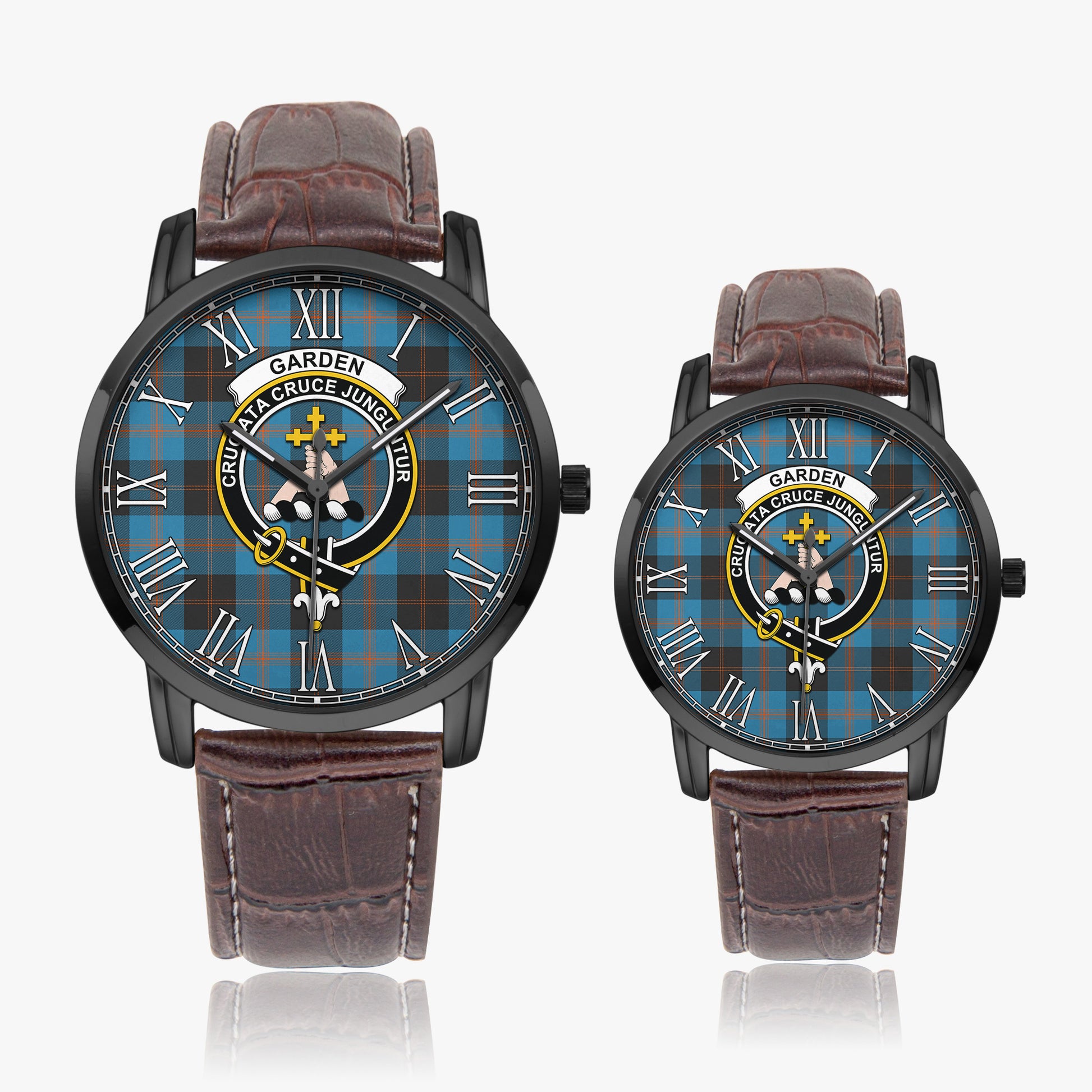 Garden (Gardyne) Tartan Family Crest Leather Strap Quartz Watch - Tartan Vibes Clothing