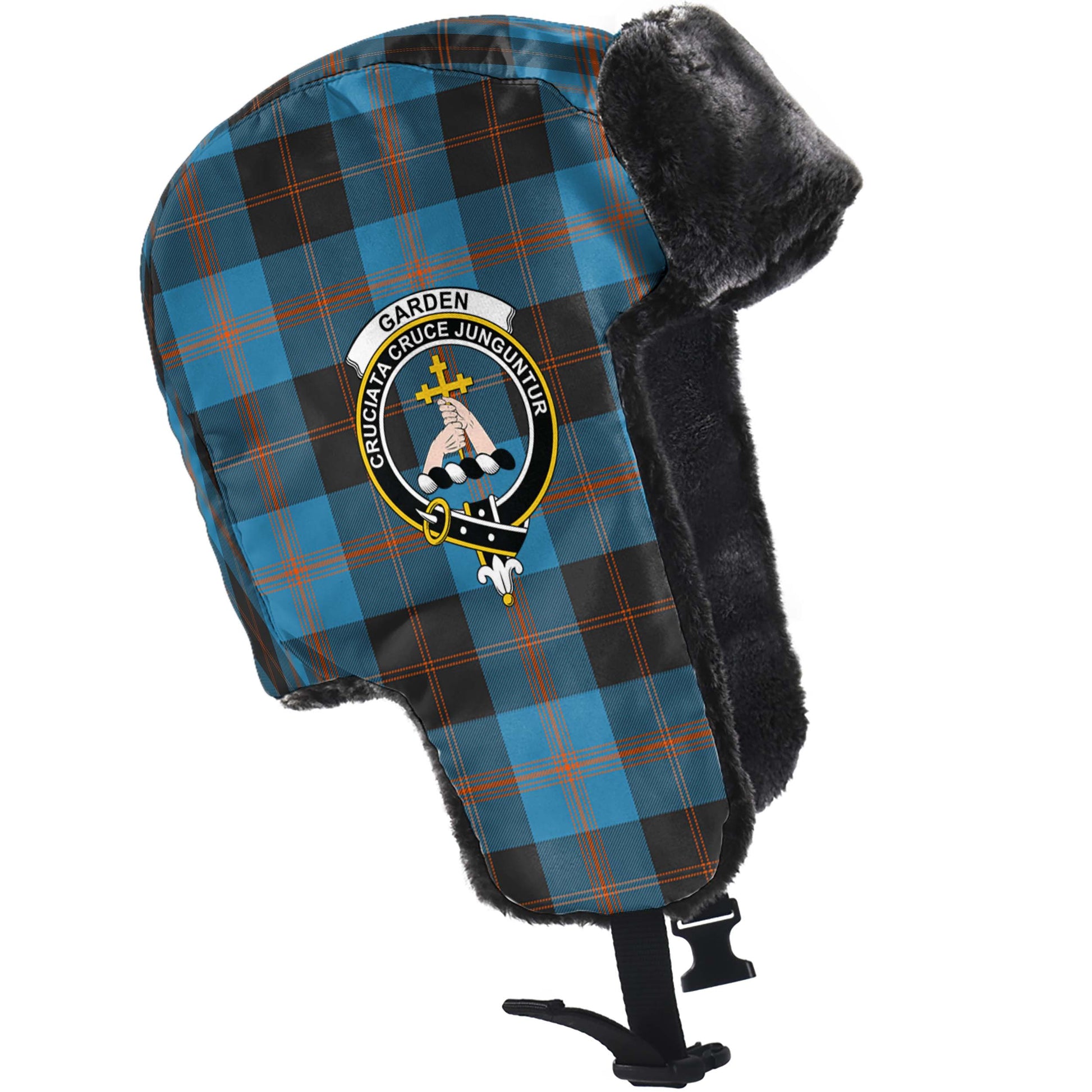 Garden (Gardyne) Tartan Winter Trapper Hat with Family Crest - Tartan Vibes Clothing
