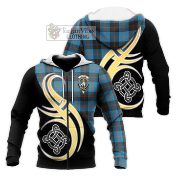 Garden (Gardyne) Tartan Knitted Hoodie with Family Crest and Celtic Symbol Style Unisex Knitted Zip Hoodie - Tartan Vibes Clothing
