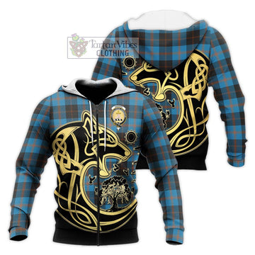 Garden (Gardyne) Tartan Knitted Hoodie with Family Crest Celtic Wolf Style Unisex Knitted Zip Hoodie - Tartan Vibes Clothing