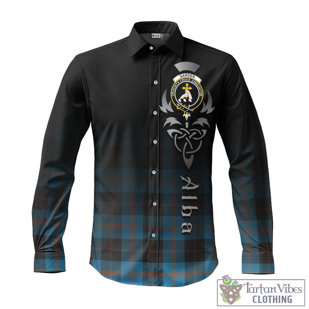 Garden (Gardyne) Tartan Long Sleeve Button Up Featuring Alba Gu Brath Family Crest Celtic Inspired - Tartan Vibes Clothing