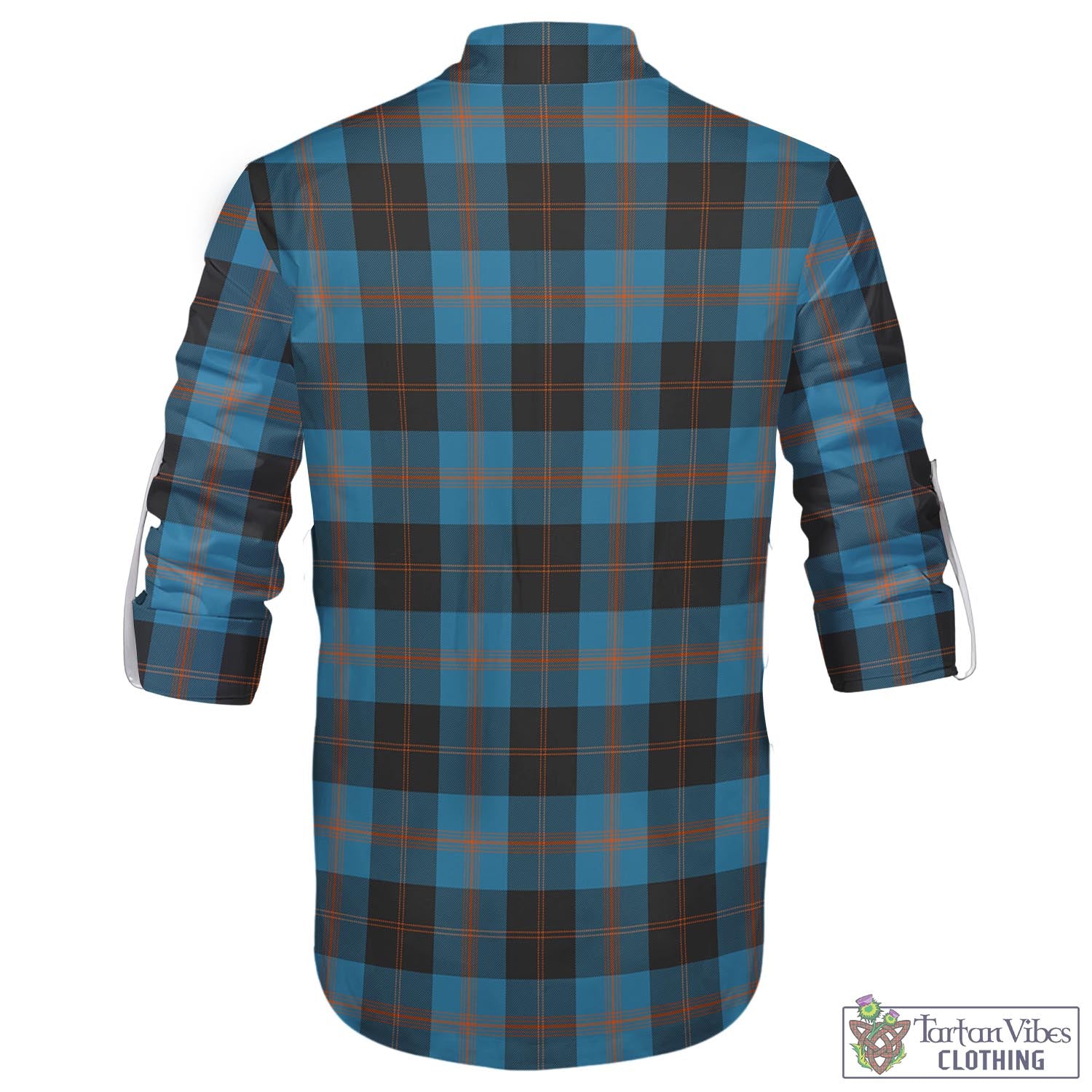 Tartan Vibes Clothing Garden Tartan Men's Scottish Traditional Jacobite Ghillie Kilt Shirt with Family Crest
