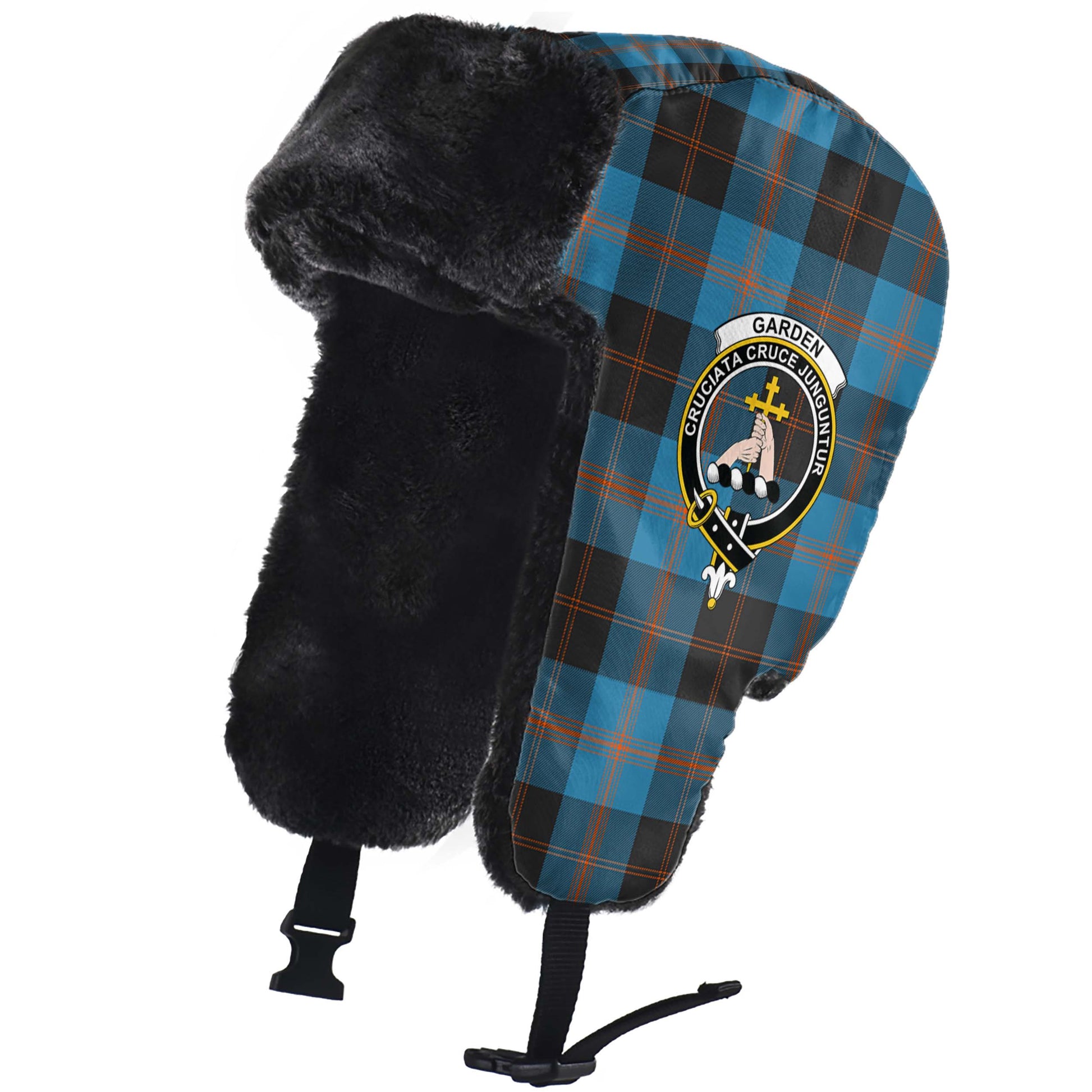 Garden (Gardyne) Tartan Winter Trapper Hat with Family Crest - Tartan Vibes Clothing