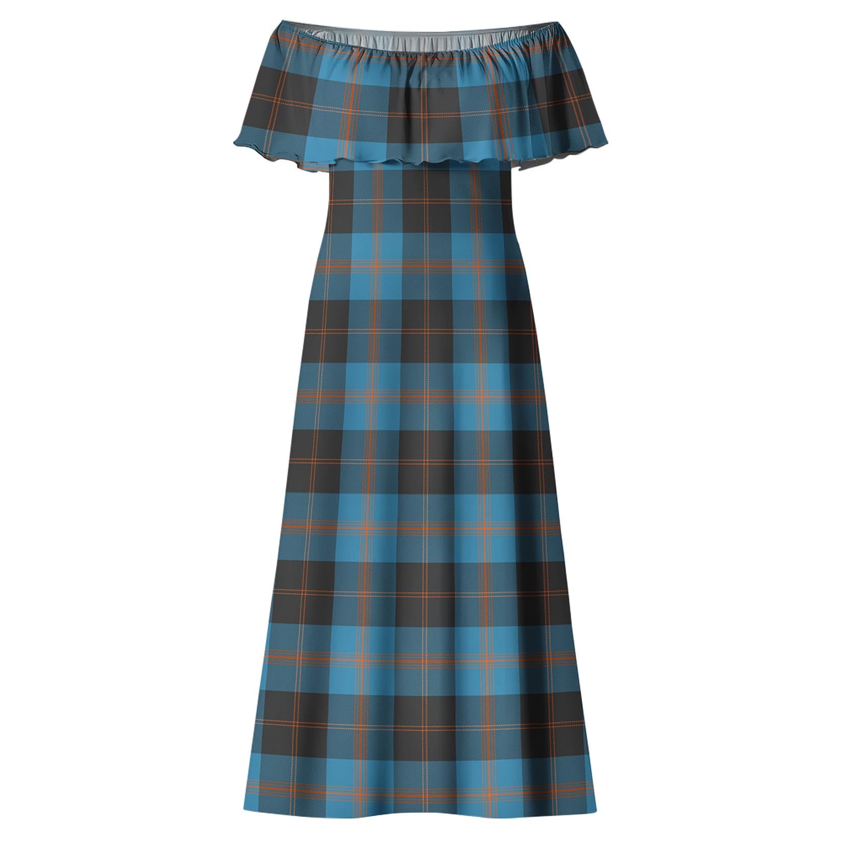 Garden (Gardyne) Tartan Off Shoulder Long Dress - Tartan Vibes Clothing