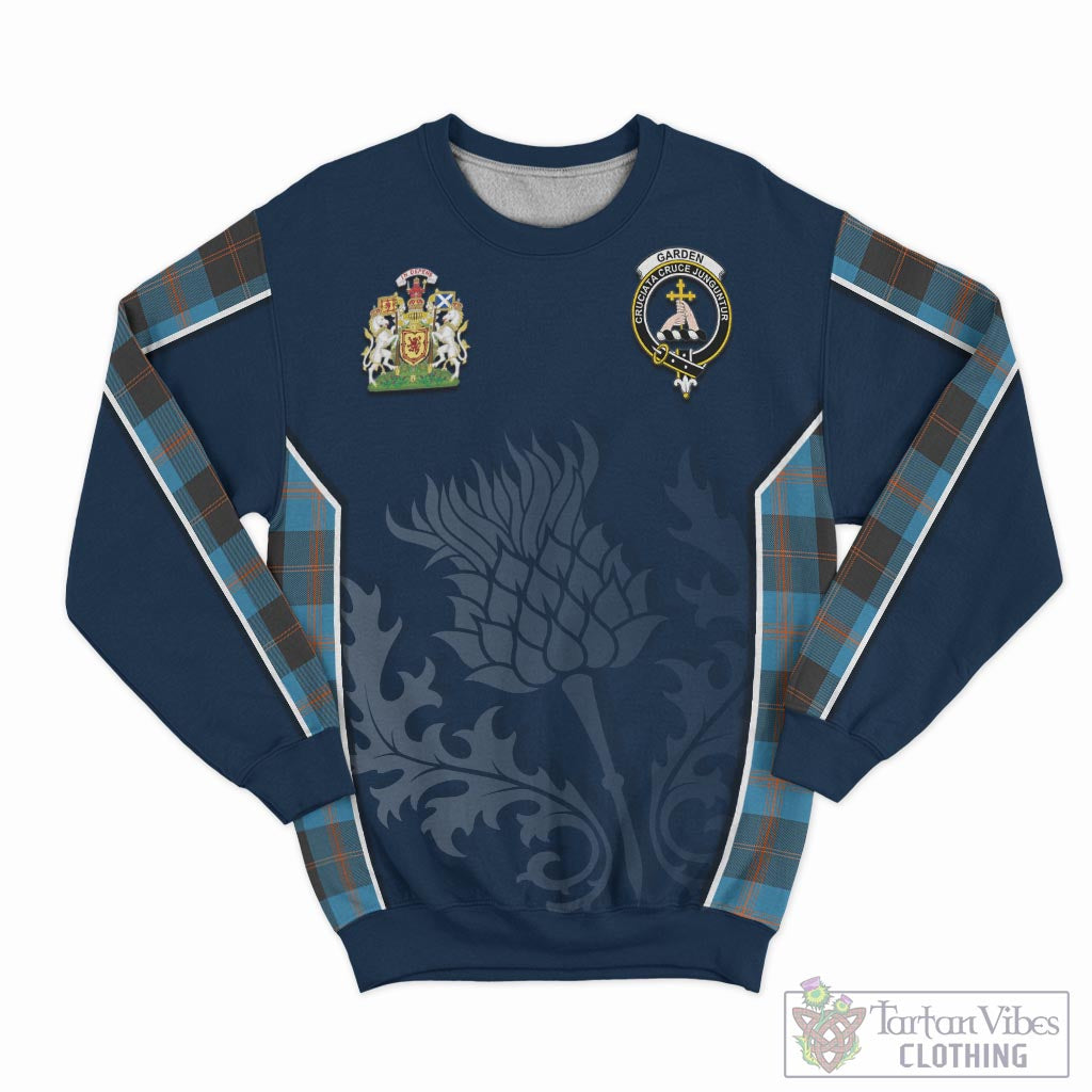 Garden (Gardyne) Tartan Sweatshirt with Family Crest and Scottish Thistle Vibes Sport Style - Tartan Vibes Clothing