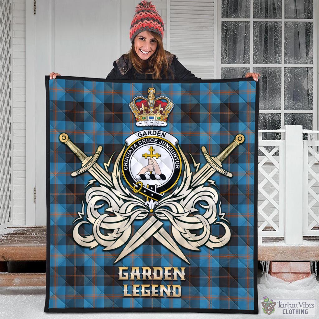 Tartan Vibes Clothing Garden Tartan Quilt with Clan Crest and the Golden Sword of Courageous Legacy