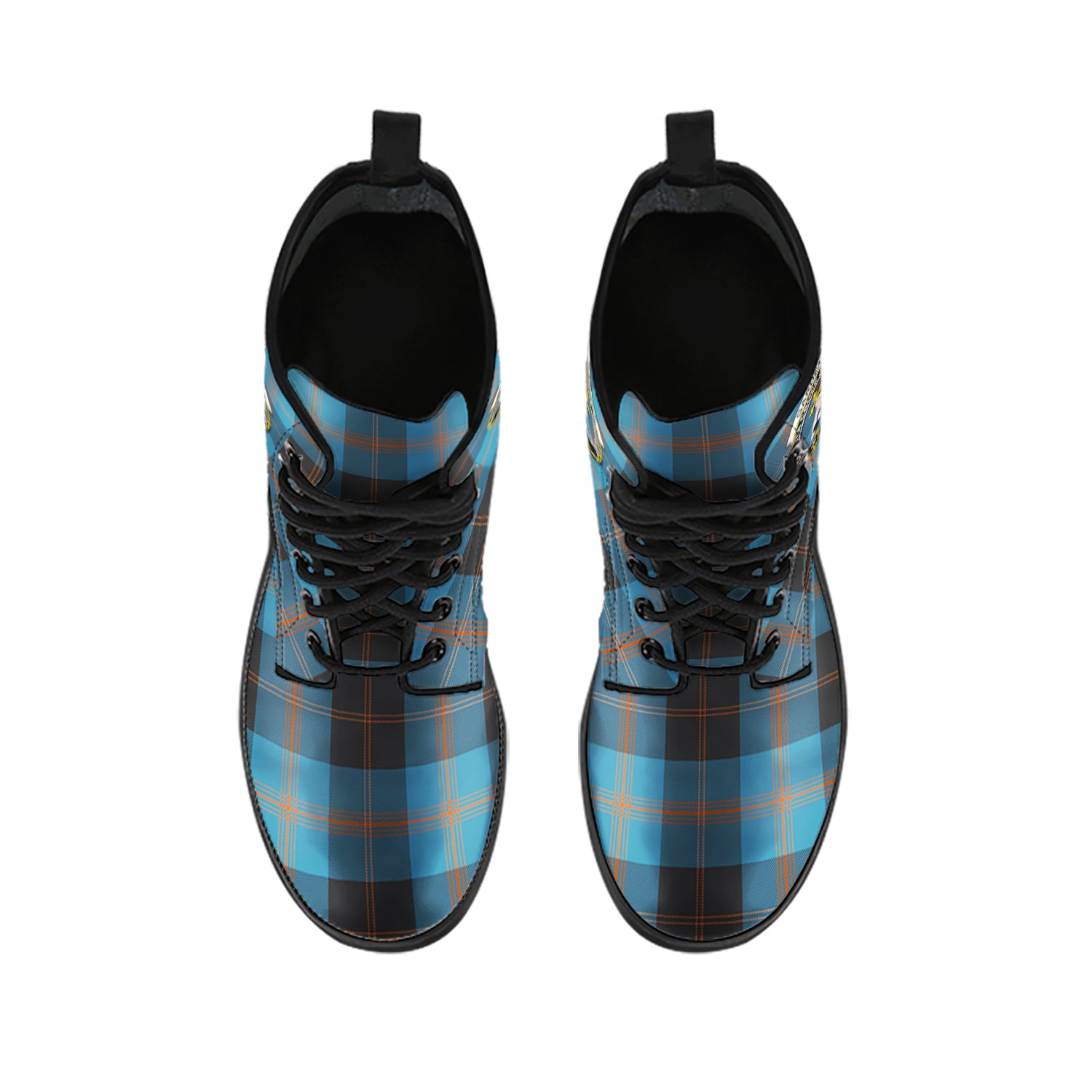 Garden (Gardyne) Tartan Leather Boots with Family Crest - Tartan Vibes Clothing