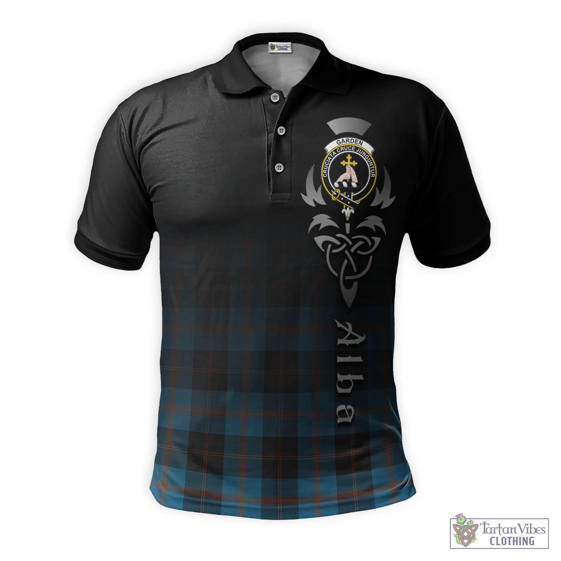 Tartan Vibes Clothing Garden Tartan Polo Shirt Featuring Alba Gu Brath Family Crest Celtic Inspired
