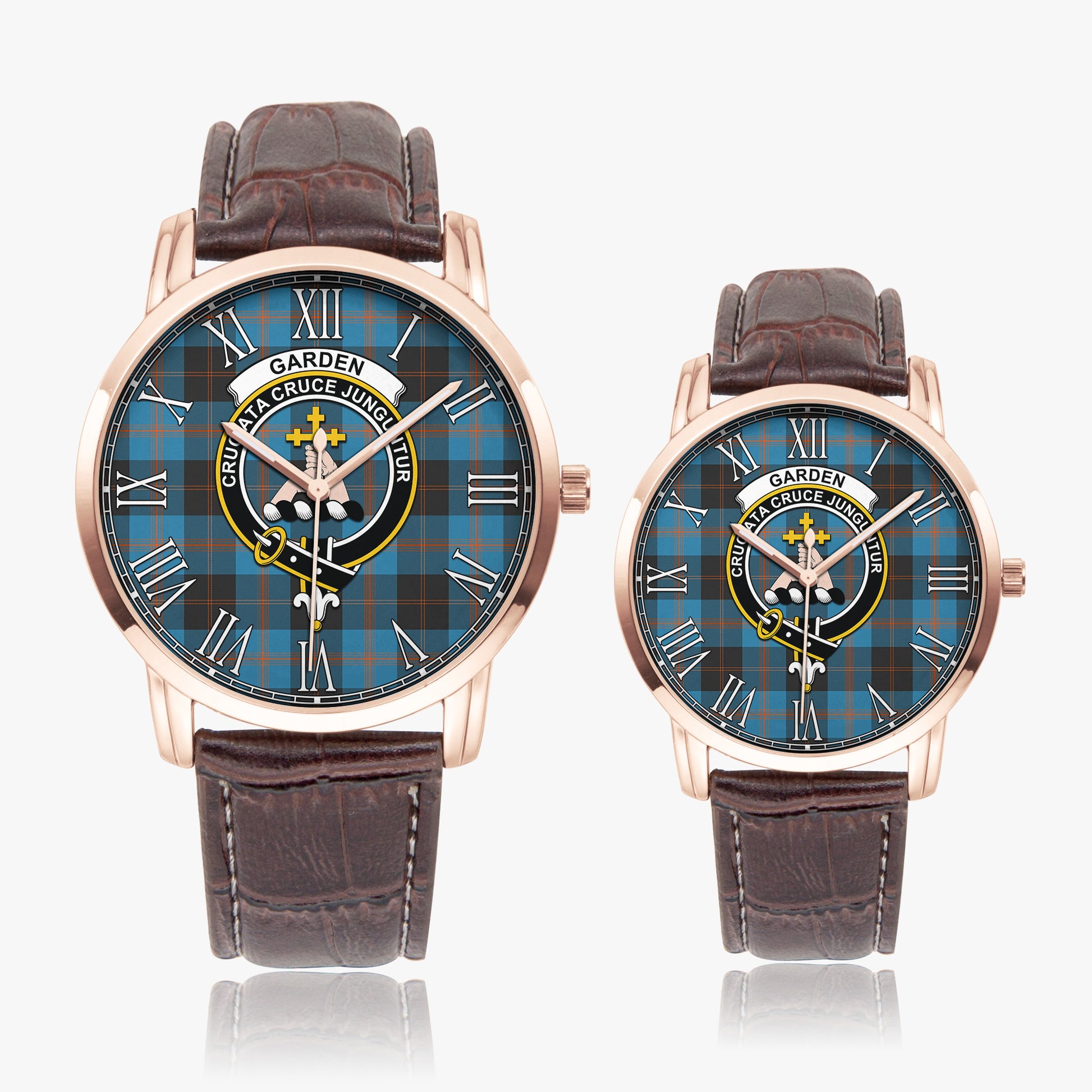 Garden (Gardyne) Tartan Family Crest Leather Strap Quartz Watch - Tartan Vibes Clothing