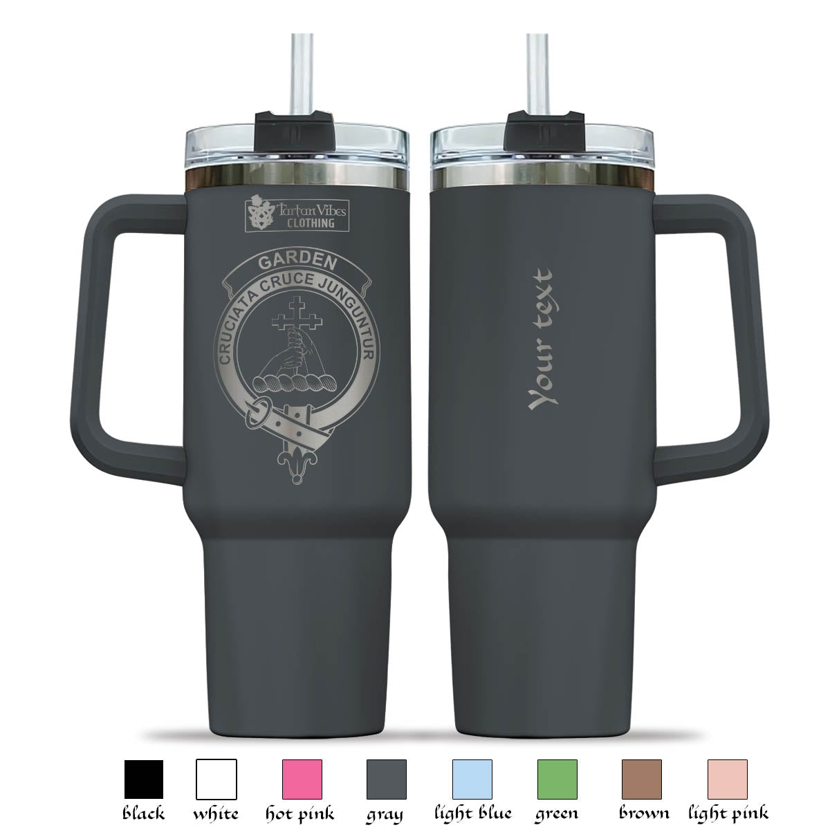 Garden (Gardyne) Clan Crest Engraved Tumbler with Handle - 2D-tartanvibesclothing
