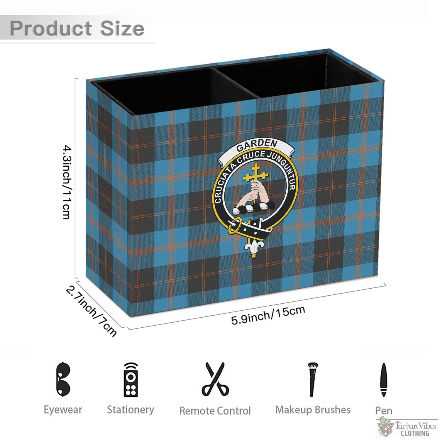 Garden (Gardyne) Tartan Pen Holder with Family Crest - Tartan Vibes Clothing