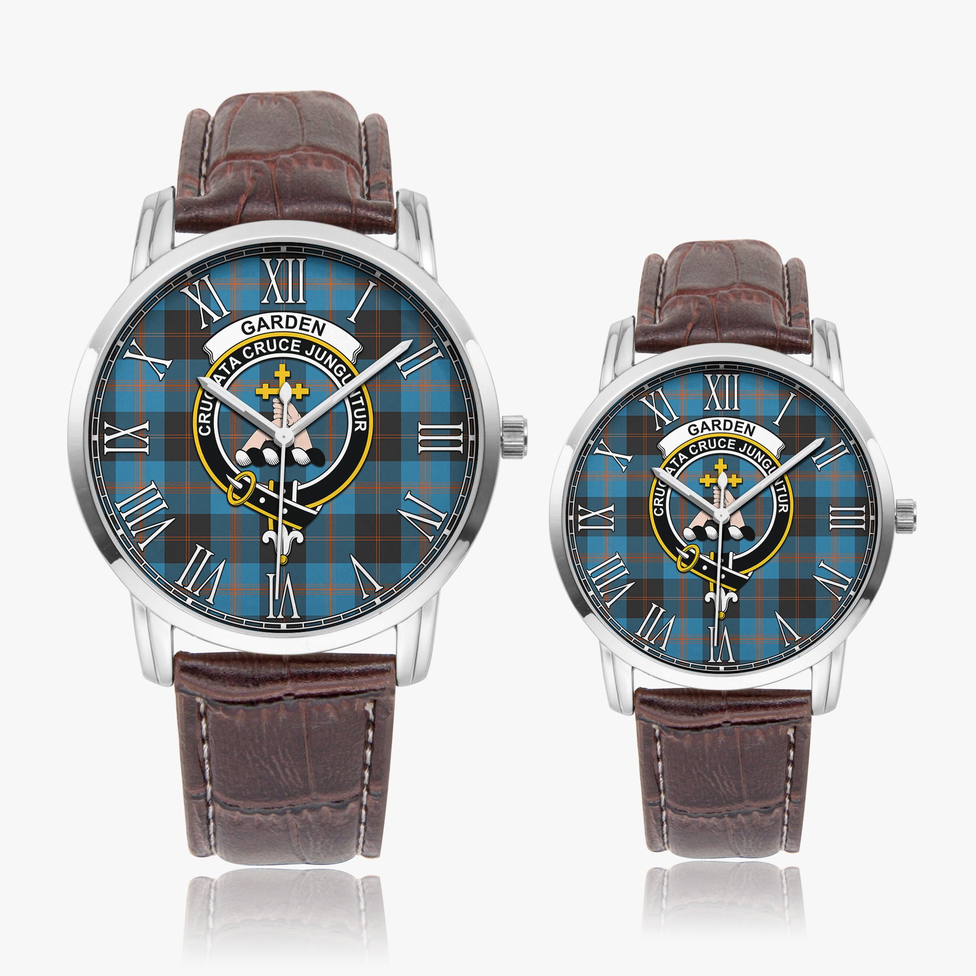 Garden (Gardyne) Tartan Family Crest Leather Strap Quartz Watch - Tartan Vibes Clothing