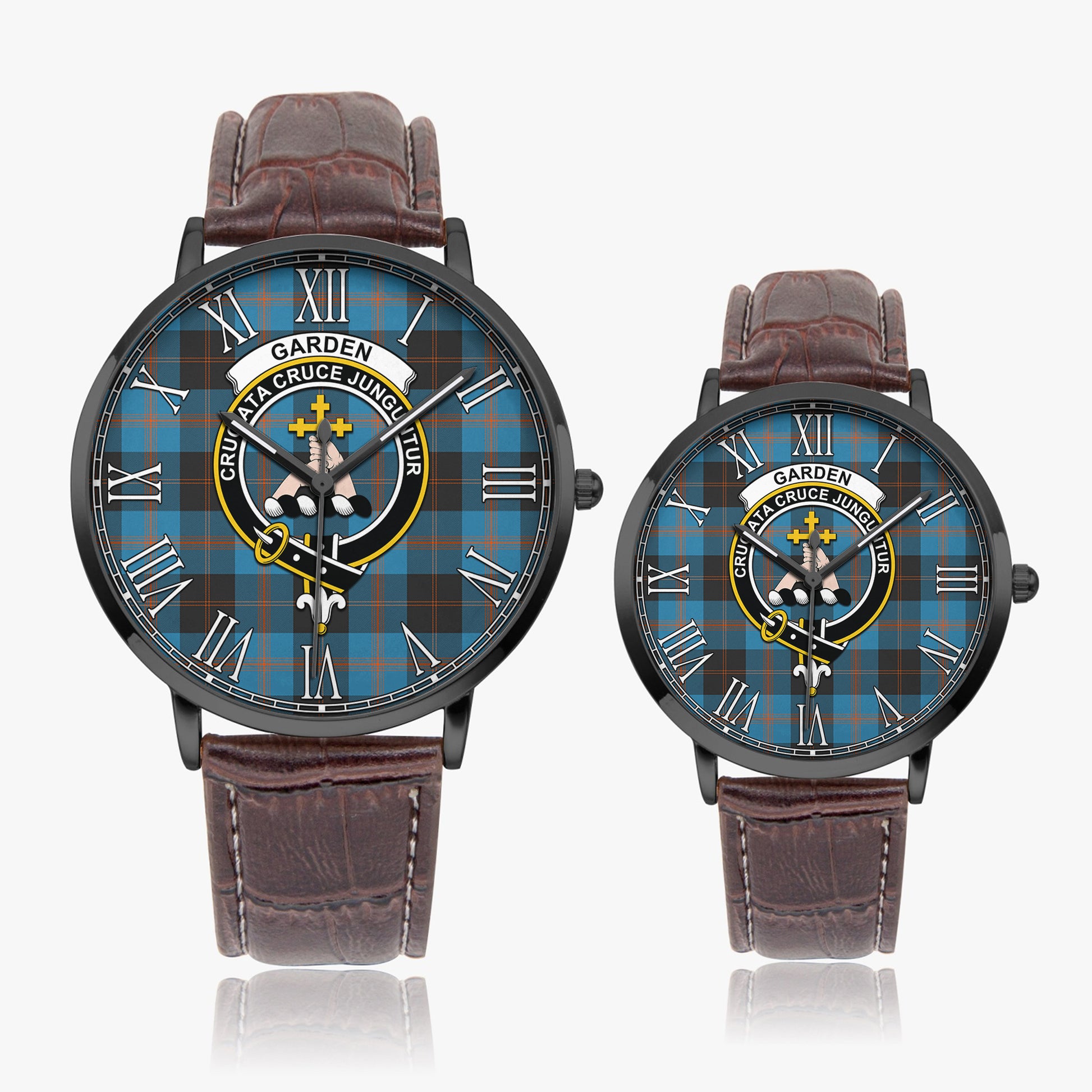 Garden (Gardyne) Tartan Family Crest Leather Strap Quartz Watch - Tartan Vibes Clothing