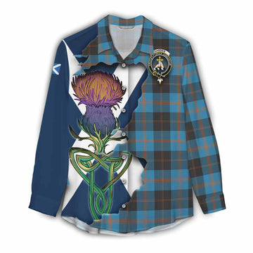 Tartan Vibes Clothing Garden (Gardyne) Tartan Family Crest Women's Casual Shirt Scottish Thistle Celtic Inspired