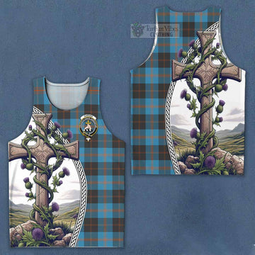 Garden (Gardyne) Tartan Men's Tank Top with Family Crest and St. Andrew's Cross Accented by Thistle Vines Men - Tartan Vibes Clothing