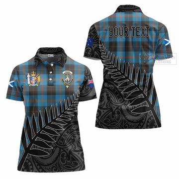 Garden (Gardyne) Crest Tartan Women's Polo Shirt with New Zealand Silver Fern Half Style Women - Tartan Vibes Clothing
