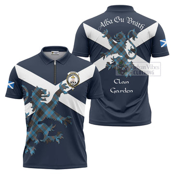 Garden (Gardyne) Tartan Lion Rampant Zipper Polo Shirt Proudly Display Your Heritage with Alba Gu Brath and Clan Name Unisex - Tartan Vibes Clothing