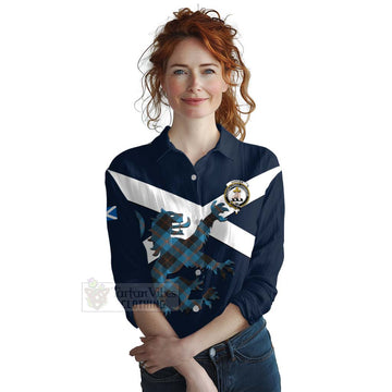 Garden (Gardyne) Tartan Lion Rampant Women's Casual Shirt Proudly Display Your Heritage with Alba Gu Brath and Clan Name Female - Tartan Vibes Clothing