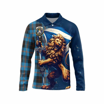 Garden (Gardyne) Tartan Family Crest Long Sleeve Polo Shirt with Scottish Majestic Lion Unisex - Tartan Vibes Clothing