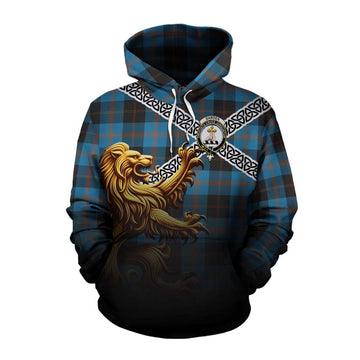 Garden (Gardyne) Crest Tartan Cotton Hoodie with Golden Lion Emblem Celtic Style Pullover Hoodie XS - Tartan Vibes Clothing