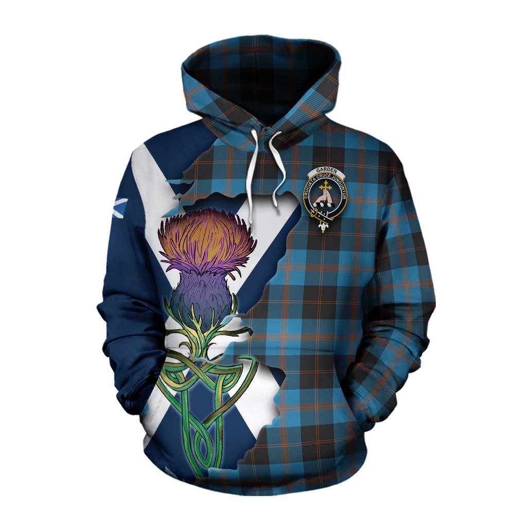 Tartan Vibes Clothing Garden (Gardyne) Tartan Family Crest Cotton Hoodie Scottish Thistle Celtic Inspired