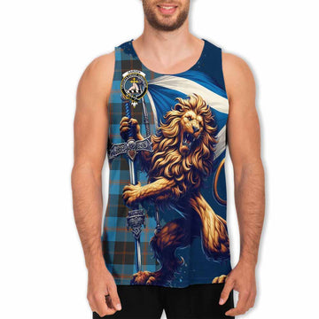 Garden (Gardyne) Tartan Family Crest Men's Tank Top with Scottish Majestic Lion Men - Tartan Vibes Clothing