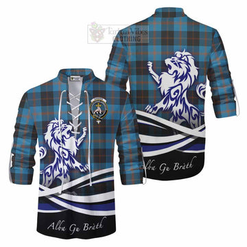 Garden (Gardyne) Tartan Ghillie Kilt Shirt with Alba Gu Brath Regal Lion Emblem Men - Tartan Vibes Clothing
