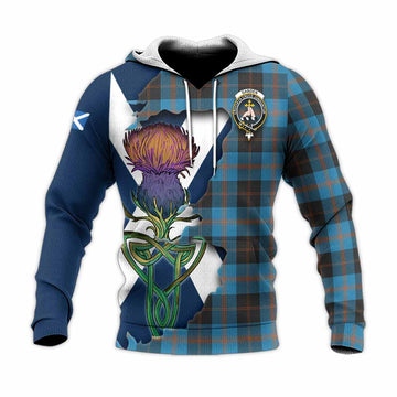 Tartan Vibes Clothing Garden (Gardyne) Tartan Family Crest Knitted Hoodie Scottish Thistle Celtic Inspired