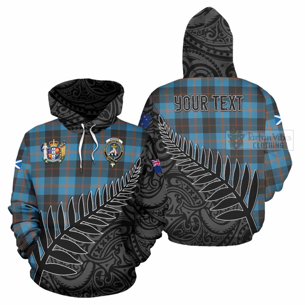 Tartan Vibes Clothing Garden (Gardyne) Crest Tartan Hoodie with New Zealand Silver Fern Half Style