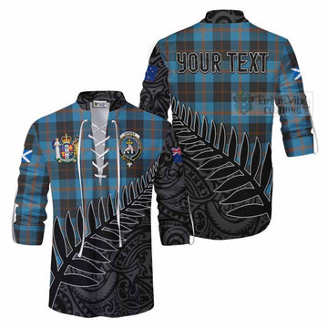 Tartan Vibes Clothing Garden (Gardyne) Crest Tartan Ghillie Kilt Shirt with New Zealand Silver Fern Half Style