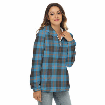 Garden (Gardyne) Tartan Women's Borg Fleece Hoodie with Half Zip Female - Tartan Vibes Clothing