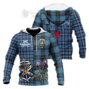 Garden (Gardyne) Tartan Knitted Hoodie Happy St. Andrew's Day Half Tartan Style Unisex Knitted Pullover Hoodie - Tartan Vibes Clothing