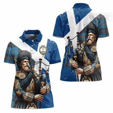 Garden (Gardyne) Tartan Women's Polo Shirt with Family Crest Scottish Bagpiper Vibes Women - Tartan Vibes Clothing