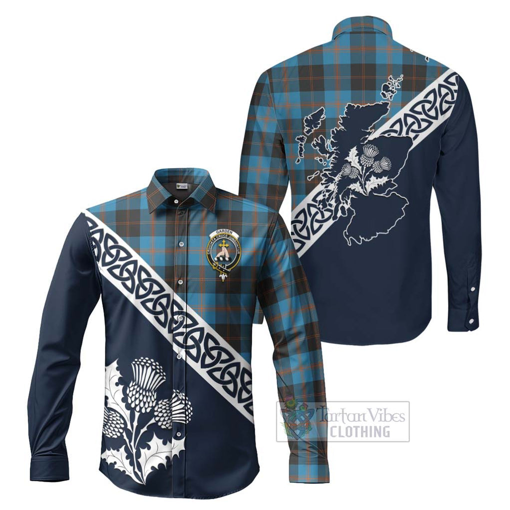 Garden (Gardyne) Tartan Long Sleeve Button Shirt Featuring Thistle and Scotland Map Men's Shirt S - Tartan Vibes Clothing