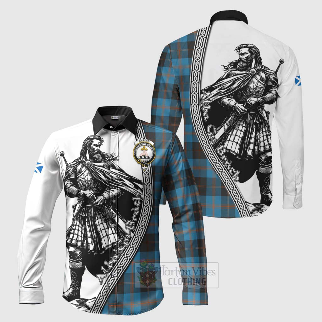 Garden (Gardyne) Tartan Clan Crest Long Sleeve Button Shirt with Highlander Warrior Celtic Style Men's Shirt S - Tartan Vibes Clothing