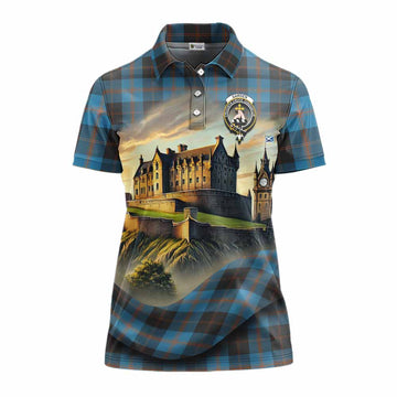 Garden (Gardyne) Tartan Family Crest Women's Polo Shirt with Scottish Ancient Castle Style Women - Tartan Vibes Clothing