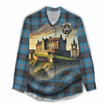 Garden (Gardyne) Tartan Family Crest Women's Casual Shirt with Scottish Ancient Castle Style Female - Tartan Vibes Clothing