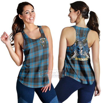 Garden (Gardyne) Tartan Women's Racerback Tanks with Family Crest Celtic Skull Style 4XL - Tartan Vibes Clothing