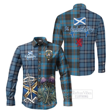 Garden (Gardyne) Tartan Long Sleeve Button Shirt Happy St. Andrew's Day Half Tartan Style Men's Shirt S - Tartan Vibes Clothing