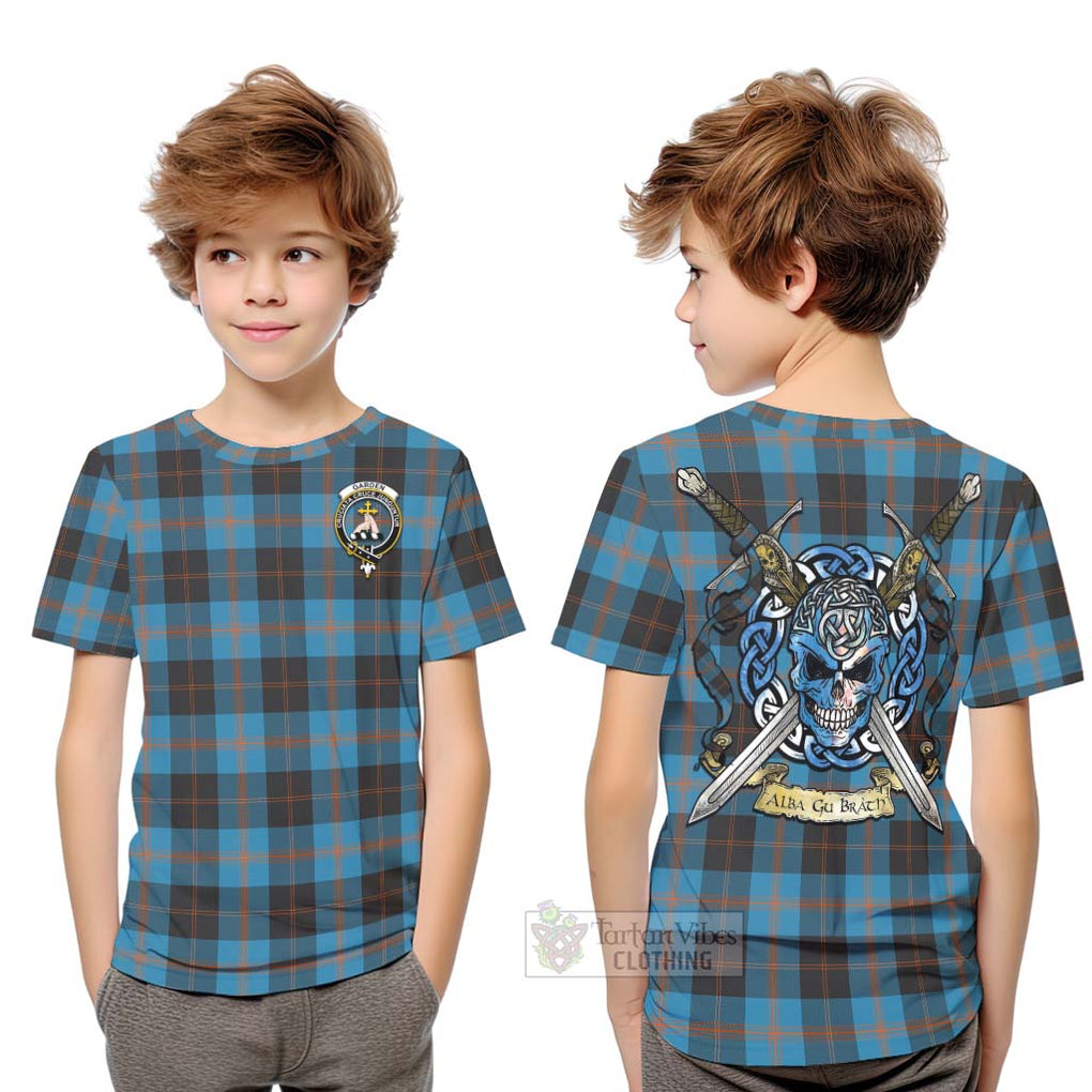 Garden (Gardyne) Tartan Kid T-Shirt with Family Crest Celtic Skull Style Youth XL Size14 - Tartan Vibes Clothing