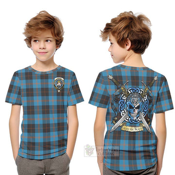 Garden (Gardyne) Tartan Kid T-Shirt with Family Crest Celtic Skull Style Youth XL Size14 - Tartan Vibes Clothing