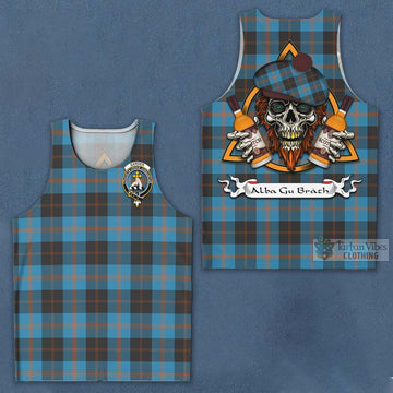 Garden (Gardyne) Tartan Men's Tank Top with Family Crest and Bearded Skull Holding Bottles of Whiskey Men - Tartan Vibes Clothing