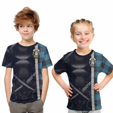 Garden (Gardyne) Tartan Kid T-Shirt with Family Crest Cross Sword Thistle Celtic Vibes Youth XL Size14 - Tartan Vibes Clothing
