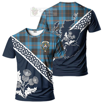Garden (Gardyne) Tartan T-Shirt Featuring Thistle and Scotland Map Kid's Shirt - Tartanvibesclothing Store