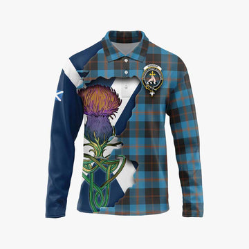 Tartan Vibes Clothing Garden (Gardyne) Tartan Family Crest Long Sleeve Polo Shirt Scottish Thistle Celtic Inspired