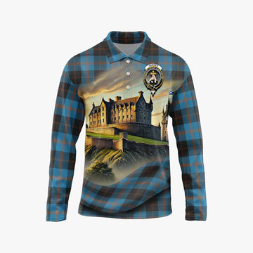 Garden (Gardyne) Tartan Family Crest Long Sleeve Polo Shirt with Scottish Ancient Castle Style Unisex - Tartan Vibes Clothing